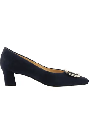 Högl Sko, Dame, Blå, 35 EU, Læder, Klassiske Brune Læder Blokhæl Pumps