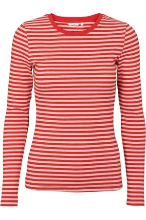Basicapparel Top, Dame, Rød, XS, Bomuld, Slim Fit Langærmet Tee