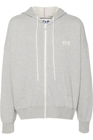 Golden Goose Sweathshirts & Hoodies, Herre, Grå, M, Bomuld, Grå Hættetrøje Sweater Jersey Melange Zip