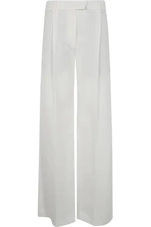 Brunello Cucinelli Bukser, Dame, Hvid, M, Uld, Stilfulde Wide Leg Bukser