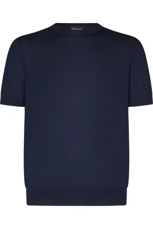 DRUMOHR Top, Herre, Blå, XL, Cashmere, Blå Cashmere Silke T-shirt og Polo