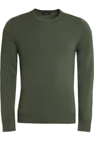 DRUMOHR Strik, Herre, Grøn, M, Uld, Ribbet Merinould Sweater