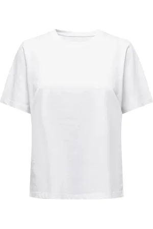 ONLY Top, Dame, Hvid, XS, Bomuld, Hvid Bomuld Rund Hals T-shirt