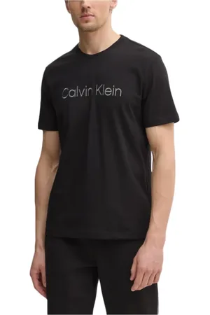 Calvin Klein Top, Herre, Sort, M, Bomuld, Broderet Logo Tekstureret T-shirt