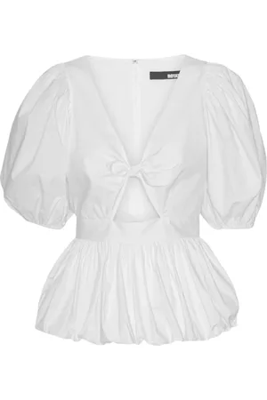 ROTATE Bluser & Skjorter, Dame, Hvid, S, Bomuld, Hvid Puff Sleeve Bubble Top