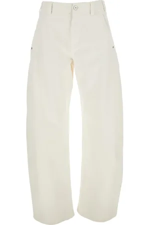 Brunello Cucinelli Jeans, Dame, Hvid, XS, Bomuld, Hvide bomuldsjeans med logopatch