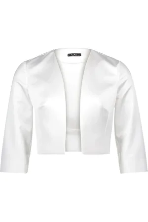 Vera Mont Jakke, Dame, Hvid, S, Satin, Satin Bolero Jakke med Folder