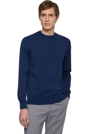 Brooks Brothers Strik, Herre, Blå, S, Bomuld, Blå bomulds sweater