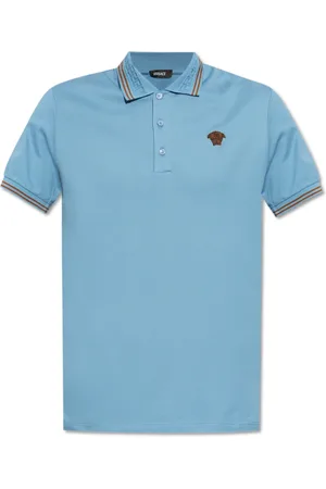 VERSACE Top, Herre, Blå, S, Bomuld, Bomuldspolo