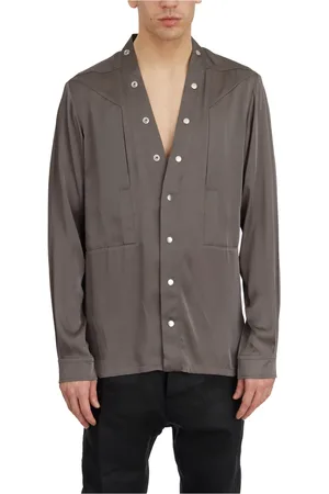 Rick Owens Jakke, Herre, Grå, S, Bomuld, Larry Pogpocket Dust Shirt