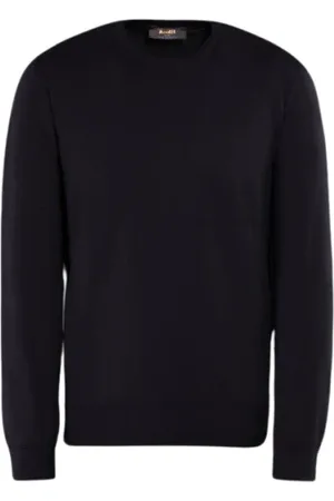 MOORER Strik, Herre, Blå, 2XL, Bomuld, Luksus Sea Island Cotton Sweater