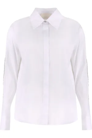 GENNY Bluser & Skjorter, Dame, Hvid, L, Bomuld, Broderet Poplin Skjorte