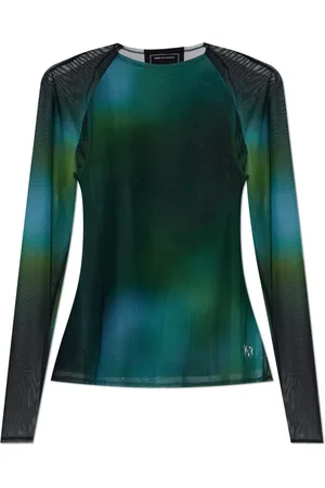 Y-3 Top, Dame, Grøn, M, Uld, Gennemsigtig top