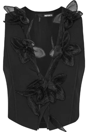 ROTATE Jakke, Dame, Sort, S, Sort Blomstret Vest