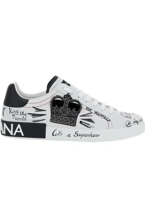 Dolce & Gabbana Sko, Herre, Hvid, 41 EU, Uld, Hvide lave sneakers med logo patch