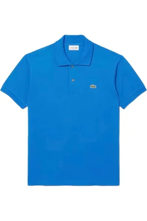 Lacoste Top, Herre, Blå, L, Bomuld, Klar Blå Ribbet Krave Polo Skjorte