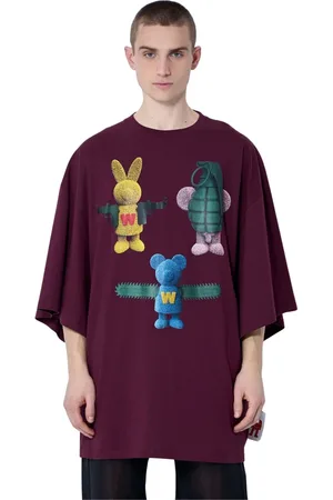 WALTER VAN BEIRENDONCK Top, Herre, Rød, ONE SIZE, Bomuld, Logo motiv T-shirt i bomuld