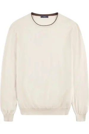 FAY Strik, Herre, , 2XL, Uld, Rund Hals Profil T-shirt Caffe