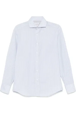 Brunello Cucinelli Skjorte, Herre, Blå, 2XL, Lys Grå Button-Up Skjorte