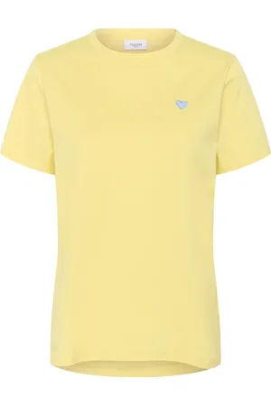 Saint Tropez Top, Dame, , M, Bomuld, Broderet Hjerte Tee Citronfromage