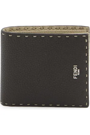 Fendi Tilbehør, Herre, Brun, ONE SIZE, Foldbar Tekstureret Pung med Kortholdere