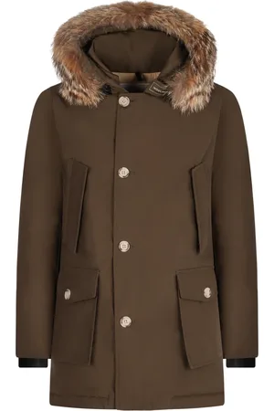 Woolrich Frakke, Herre, Grøn, S, Bomuld, Arktisk parka med aftagelig pelskant