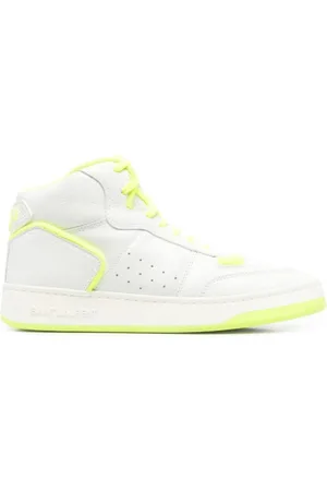 Saint Laurent Sko, Dame, Hvid, 37 1/2 EU, Læder, Perforerede Two-Tone High-Top Træningssko