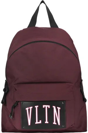 VALENTINO GARAVANI Taske, Herre, Brun, ONE SIZE, Læder, Studded Nylon Rygsæk med Læderdetaljer