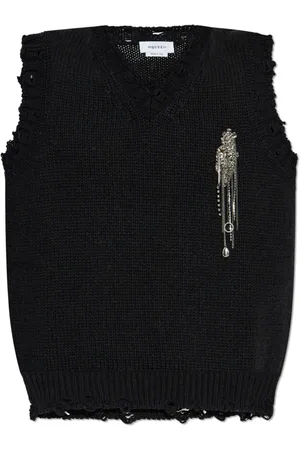 Alexander McQueen Strik, Herre, Sort, L, Bomuld, Vest med applikation