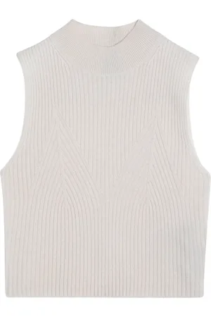 Calvin Klein Strik, Dame, Hvid, XS, Uld, Stilfuld Ærmeløs Top