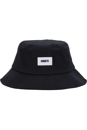 Obey Tilbehør, Herre, Sort, ONE SIZE, Bomuld, Fed Label Bucket Hat II Sort