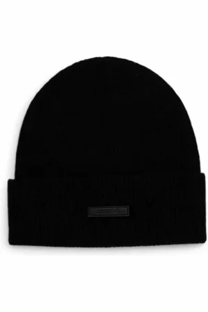 Calvin Klein Tilbehør, Herre, Sort, ONE SIZE, Cashmere, Luksuriøs Cashmere Cap, Maskinvaskbar