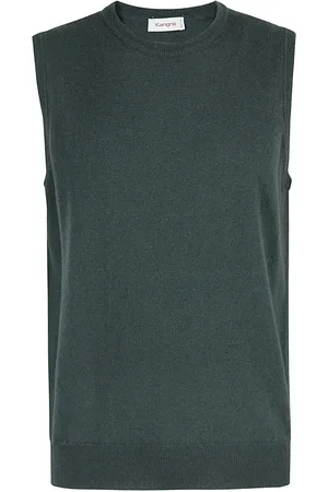 KANGRA CASHMERE Strik, Herre, Grøn, 2XL, Uld, Stilfuld Ærmeløs Jakke til Mænd