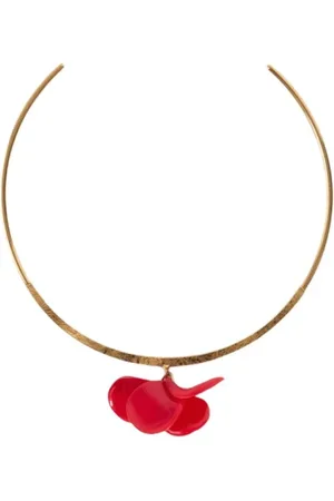 MALABABA Tilbehør, Dame, Rød, ONE SIZE, Uld, Guldbelagt Petal Choker Halskæde