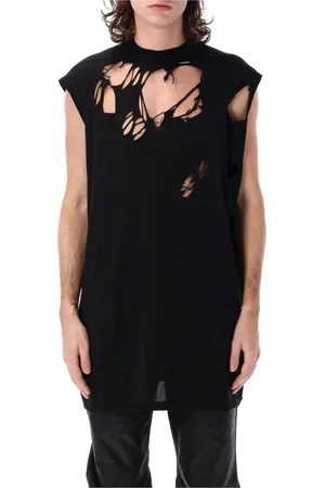 Rick Owens Top, Herre, Sort, S, Bomuld, Sort Cotton Tarp T Ærmeløs Tee