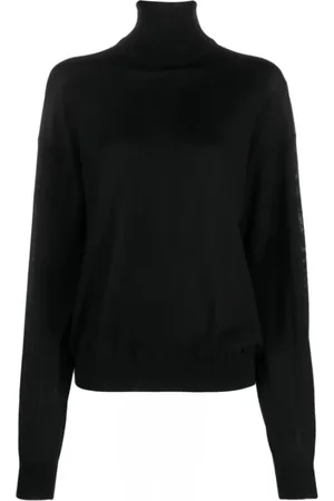 Saint Laurent Strik, Dame, Sort, M, Uld, Cozy Wool High-Neck Jumper