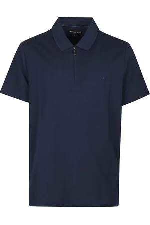 Michael Kors Top, Herre, Blå, XL, Uld, Stilfuld Zip Polo Skjorte