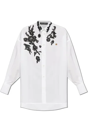 Dolce & Gabbana Bluser & Skjorter, Dame, Hvid, XS, Bomuld, Skjorte med blomstermønster