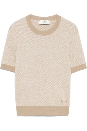 Fendi Strik, Dame, , S, Micro Wool Toffee T-Shirt