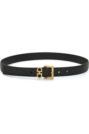 Salvatore Ferragamo Tilbehør, Dame, Sort, 70 CM, Læder, Sort læder Gancini spænde bælte