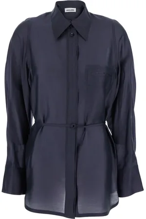Low Classic Bluser & Skjorter, Dame, Blå, S, Polyester, Gennemsigtig Rygstrop Skjorte