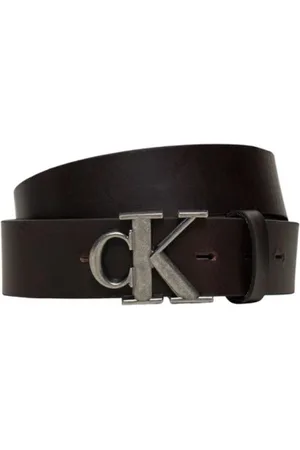 Calvin Klein Tilbehør, Herre, Brun, 105 CM, Læder, Monogram Plaque Læderbælte