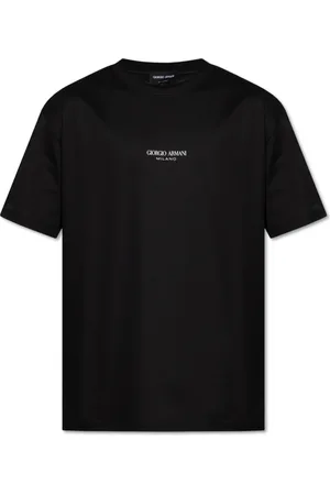 Giorgio Armani Top, Herre, Sort, M, Bomuld, T-shirt med trykt logo