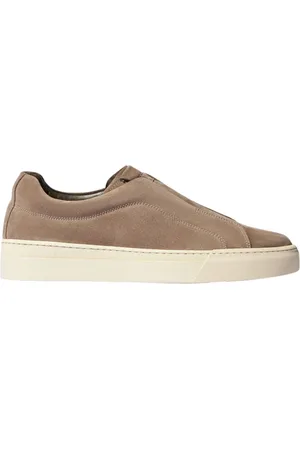 Scarosso Sko, Herre, Brun, 44 EU, Suede, Taupe Suede Slip-On Sneakers