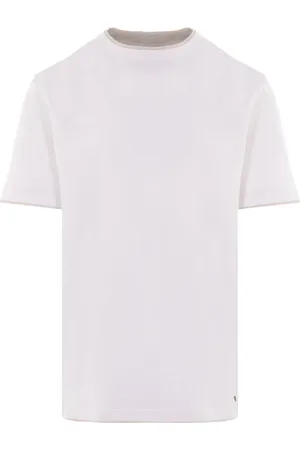 ELEVENTY Top, Herre, Hvid, XL, Bomuld, Hvid Bomulds T-shirt med Lagdelte Detaljer