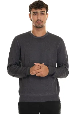 Gran Sasso Strik, Herre, Sort, 3XL, Uld, Sten Vasket Merino Uld Pullover
