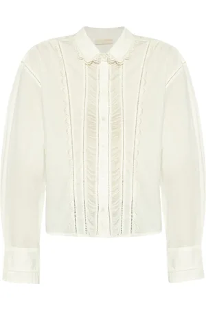 ULLA JOHNSON Bluser & Skjorter, Dame, Hvid, 2XS, Hvid Blonder Detalje Skjorte