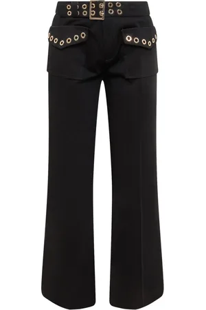 THE SEAFARER Bukser, Dame, Sort, S, Bomuld, Wide Leg Bukser med Gyldne Detaljer