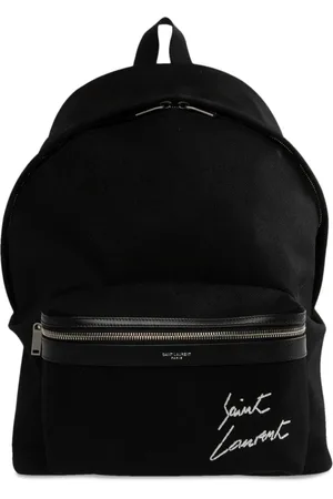 Saint Laurent Taske, Herre, Sort, ONE SIZE, Bomuld, Sort rygsæk med dobbelt lynlåslukning