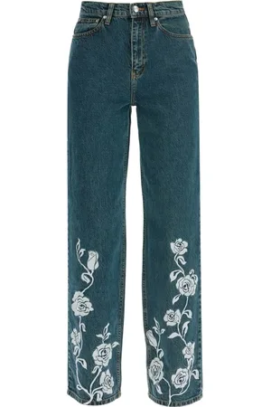 ROTATE Jeans, Dame, Blå, W27, Denim, Floral Broderede Denim Jeans